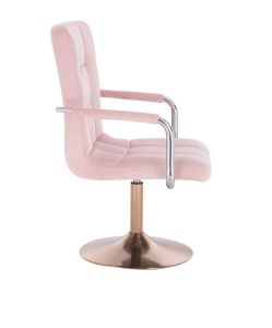 Židle VERONA VELUR na zlatém talíři - růžová