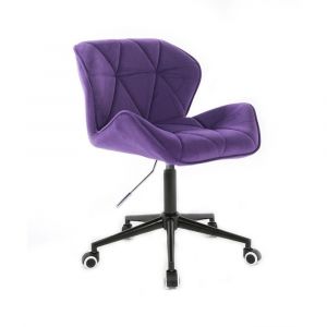 Židle MILANO VELUR na černé podstavě s kolečky - fialová