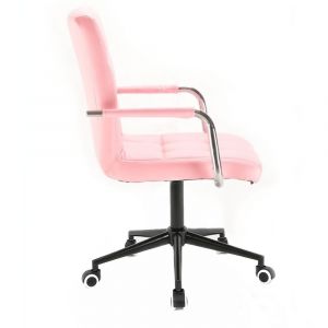 Židle VERONA na černé podstavě s kolečky - růžová