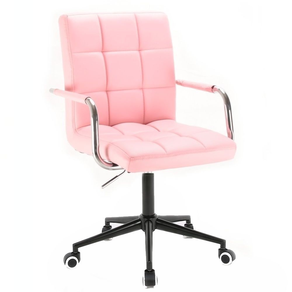 Židle VERONA na černé podstavě s kolečky - růžová