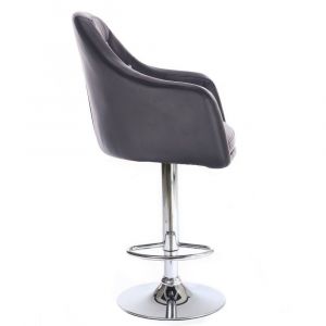 Barová židle ROMA na stříbrné kulaté podstavě - černá
