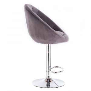 Barová židle VERA VELUR na stříbrné kulaté podstavě - šedá